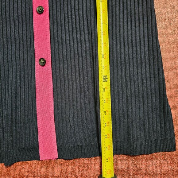 Misook Navy & Pink Ribbed Button-Up Sweater Jacket Set 1X Knit Career Office - Picture 13 of 13